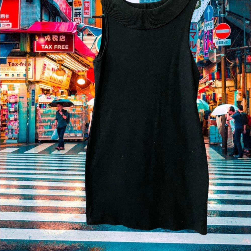 🦋 BLACK, SCOOP NECK, SLEEVELESS SWEATER DRESS